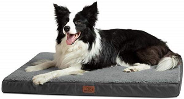Bedsure Large Dog Bed Washable - Orthopedic Dog Bed and Mattress Mat for Dog Crate with Removable Plush Sherpa Cover
