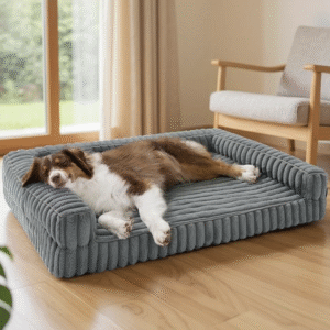 Bedsure Orthopedic Dog Beds Large - 89x64x18cm Waterproof Memory Foam Dog Sofa with Sides, Non-Slip Bottom and Egg-Crate Foam Large Pet Couch Sofa with Washable Removable Corduroy Cover, grey