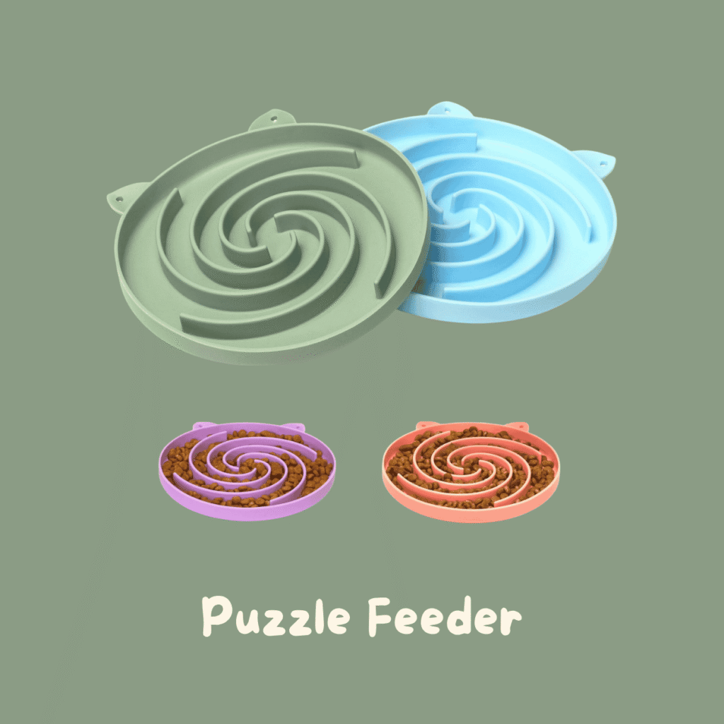 Slow feeder for cats with a fun puzzle